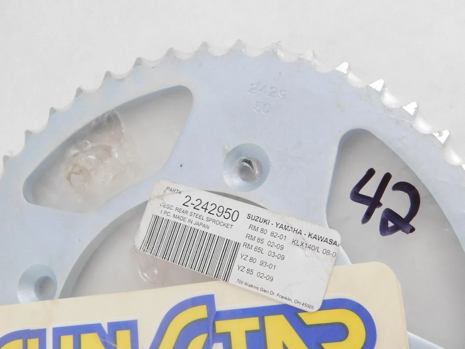 1 piñón trasero Sunstar 50 dientes acero 2-242950 Suzuki RM 80 85 Yamaha YZ 80 85 Foto 2 de 2
