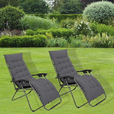 Zero Gravity Stuhl 2er Set Outdoor Garten Sonnenliege Liege gepolsterte Kissen