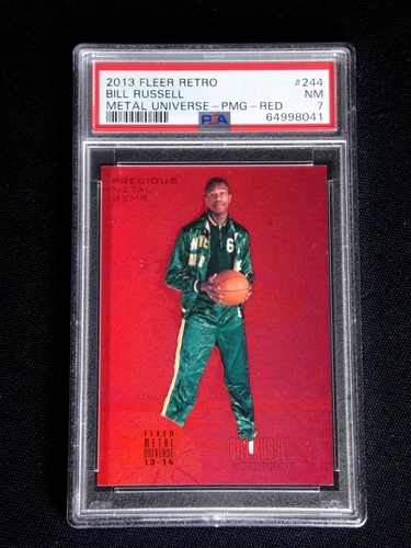 BILL RUSSELL 2012 FLEER RETRO PRECIOUS METAL UNIVERSE PMG RED CARD #244 PSA 7