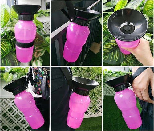 Borraccia per acqua 500 ml dispencer bottiglia ciotola portatile cane gatto - Foto 4 di 4
