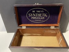 VTG DE TREY'S SYNTHETIC PORCELAIN CAULK DENTISTRY WOOD WOODEN BOX ADVERTISING