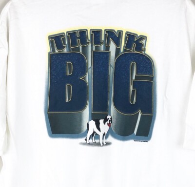 New VTG BIG DOGS Men  THINK BIG  Graphic Tee T-Shirt St. Bernard 1999 White XL
