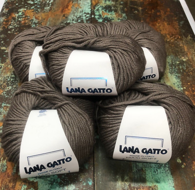 Lot of 5 Lana Gatto Brown Maxi Soft  Merino Wool 50g/90m Each #13777