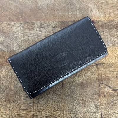 Tod s Pebbled Leather Folding Wallet French Purse Black