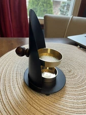 Incense Burner Incense Holder Candle Or Charcoal Resin Black And Gold Adjustable