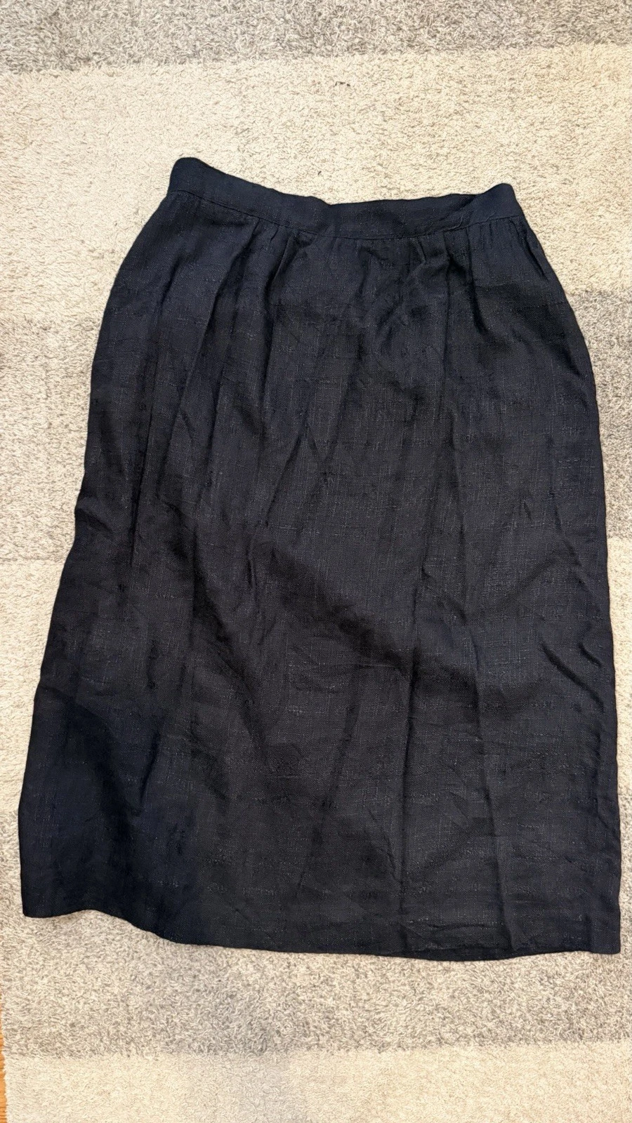 SAG HARBOR Black Linen Blend Midi Skirt Junior 11/12 26” Waist Vintage USA