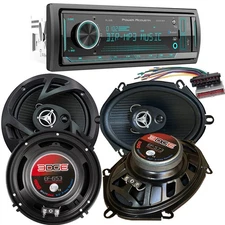 Bluetooth AM/FM Car Stereo & 4 Speakers Package for 1992-1996 For F-150 Pickup