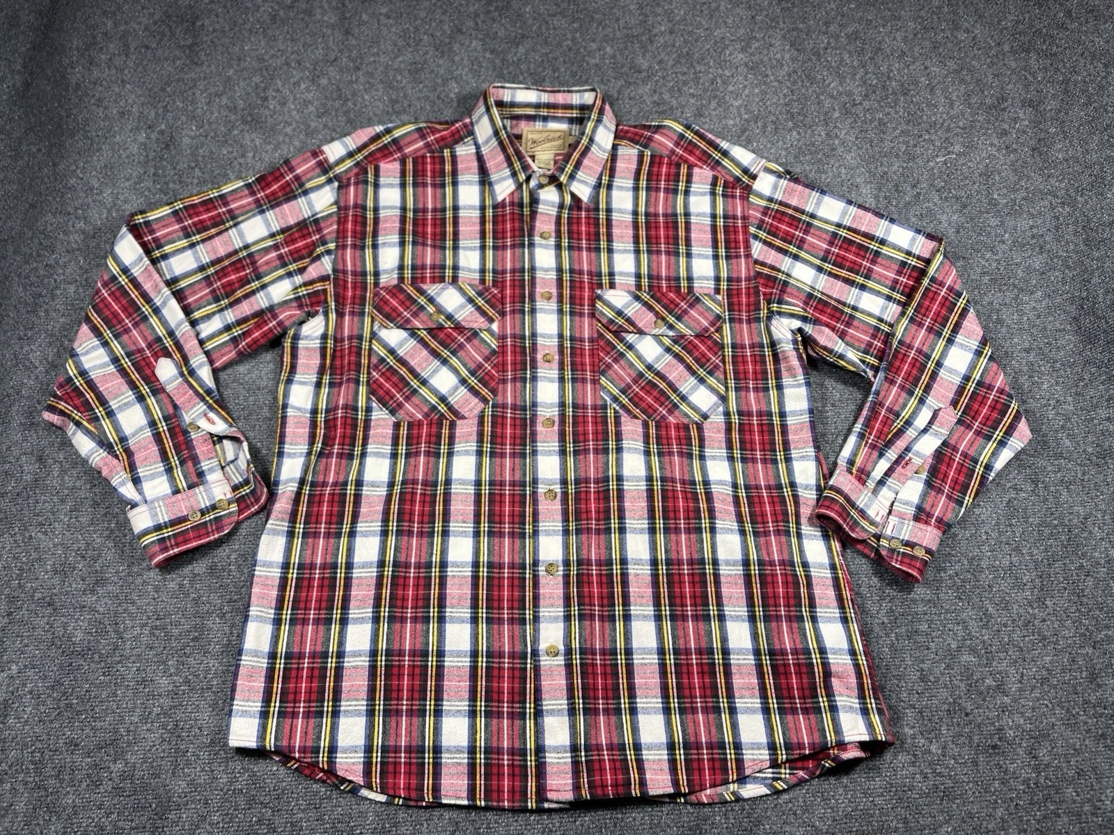 Woolrich Flannel Shirt Mens Size Large Button Up Red Plaid Long Sleeve Outdoor