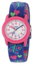 Reloj Timex T890019J para niños con correa de tela azul mariposa T89001