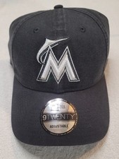 Miami Marlins Black New Era 9Twenty Adjustable Embroidered Logo Baseball Hat NWT