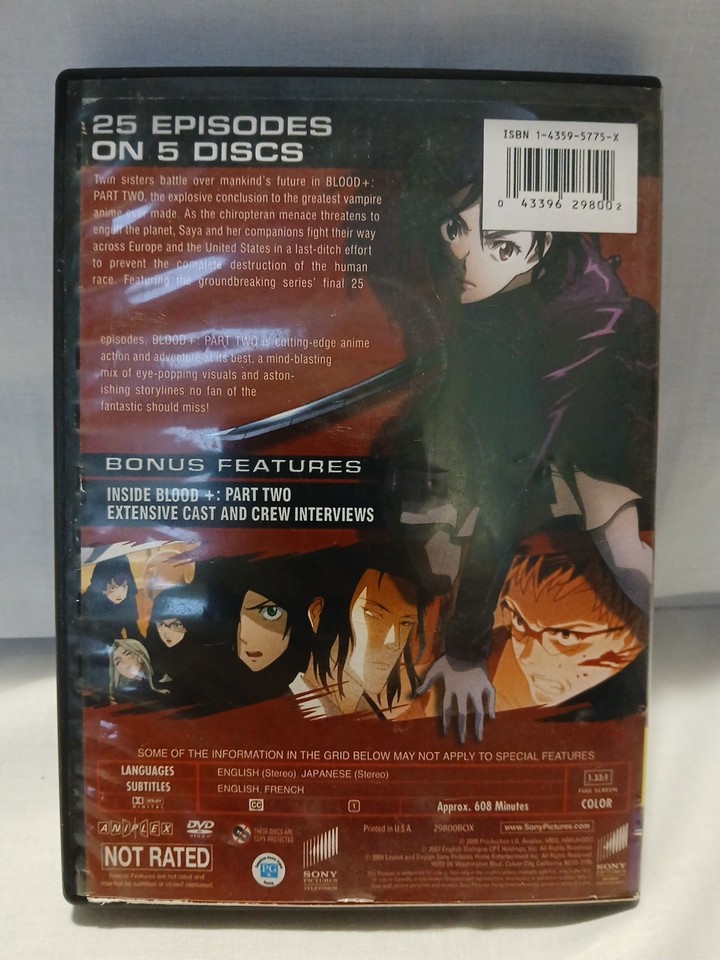 Blood+ DVD Complete Series Part 2 26 Episodes 5 Disc Set Complete ...