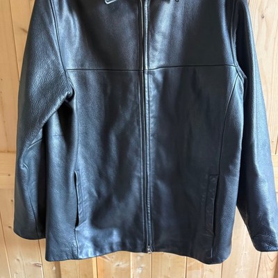 Chaps Ralph Lauren Mens Black Pebbled Leather Full Zip Jacket Coat