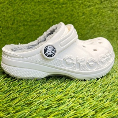 Crocs Baya Lined Clog Boys Size 10C White Beach Walking Outdoor Slip On Sandals