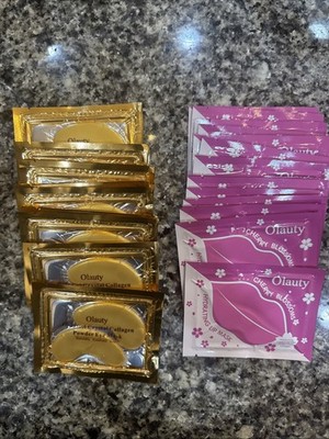 30 Pairs 24K Gold Eye  & Lip , Crystal Collagen Gel under Eye Patches for Puffy 