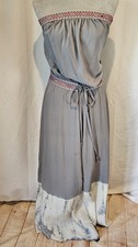 Women's Sleeveless Gypsy Boho Dress Size Small Gray Tie Dyed Split Sides Pockets