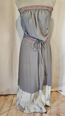 #ad #ad Women#x27;s Sleeveless Gypsy Boho Dress Size Small Gray Tie Dyed Split Sides Pockets $30.00