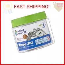 Learning Resources Money Jar - Play Money for Kids, Fake Bills and Coins, Preten
