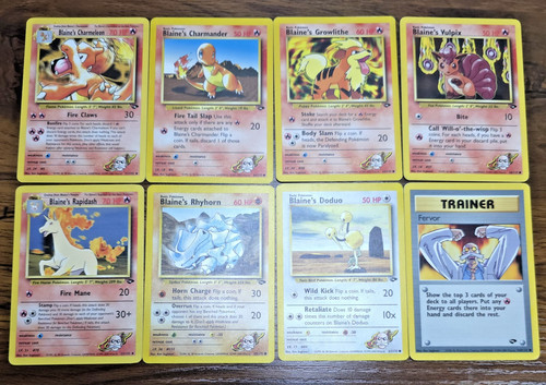 Pokemon Challenge From the Darkness Blaine's Set. 8 Cards LP