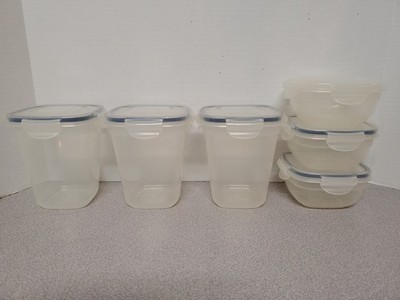 Lock & Lock 6 Piece Set Square Clear Plastic Food Containers 11 oz & 24 oz. 