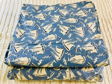 Pottery Barn Kids Blue Sailboats TWIN Fitted  Flat Cotton Sheets,Nautical Beach