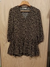 ZARA The Claris Leopard Print Button Front Ruffled Tiered Dress. Women's Size...