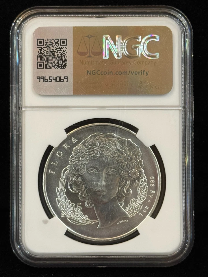 2025 Italy 1 oz Silver “Flora & Fauna – The Daisy” MS-70 NGC Early Releases - Image 3 of 4