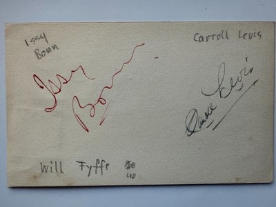 Issy Bonn, Carroll Levis, Will Fyffe  - Film  - original Autogramm   13 x 8 cm