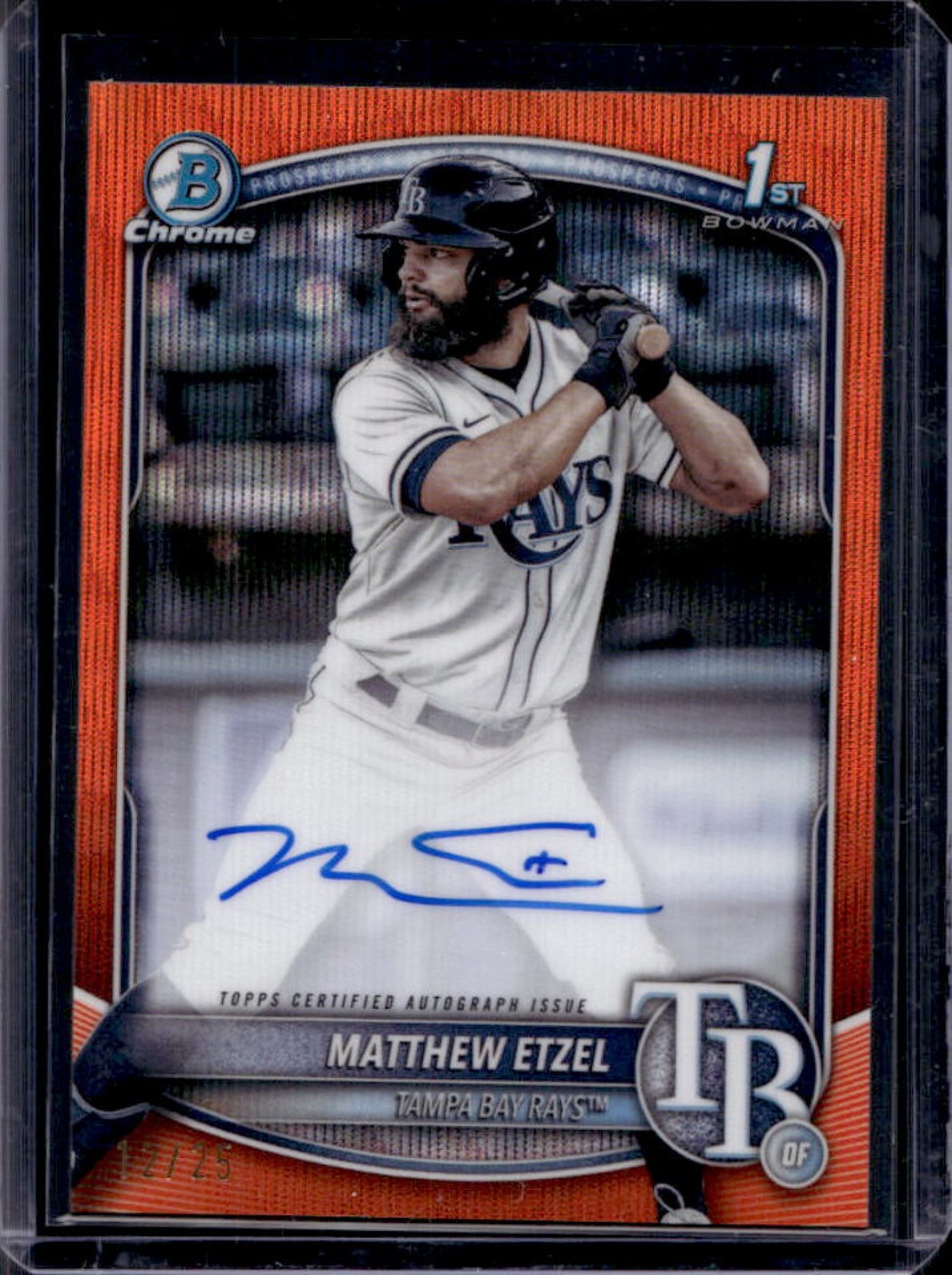 2025 Bowman Chrome Matthew Etzel Auto Orange Wave Refractor 1st #12/25
