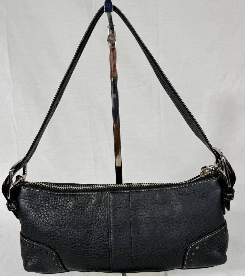 😎😎😎VINTAGE COACH BLACK East West Hampton Mini Baguette LTR Shoulder Bag #5052 - Image 3 of 4