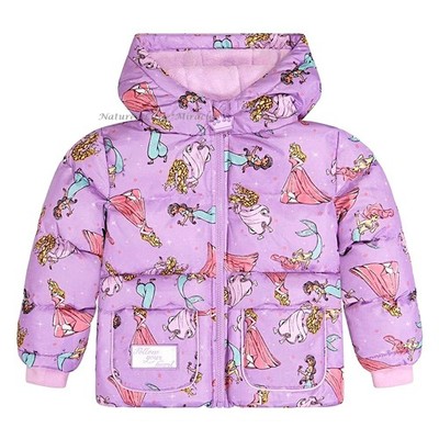 Disney Princess Puffer Jacket Winter Coat Hoodie Size Toddler 2T 3T 4T 5T 5 6 6x