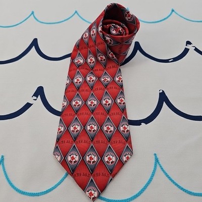 Boston Red Sox Mens Red 100% Silk Necktie By Eagle Neckwear 4'' Wide