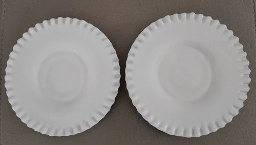 (2) Vintage Fenton Hobnail Milk Glass Salad Plates  8 "