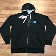 MENS L - NEW Antigua NFL Detroit Lions Football Full Zip Fleece Hoodie Jacket