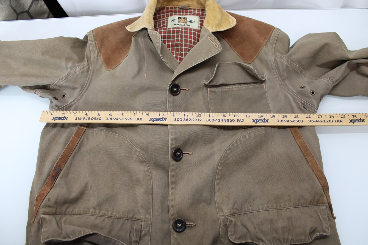 Vintage 1950s Masland Hunting Jacket Coat Mens Size 40 Leather