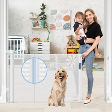 Reinforced Retractable Baby Gates with 33" Tall x 55" Wide, White