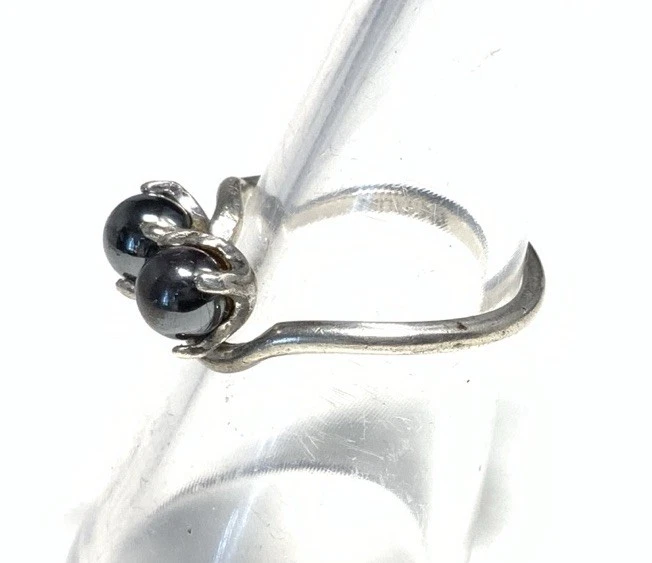 Uncas Sterling Silver 925 Double Grey Pearl Ring Size 6.25 JX57 - Image 2 of 4