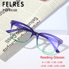 Women Square Anti Blue Light Reading Glasses Magnifying Readers +1.0 To +4.0