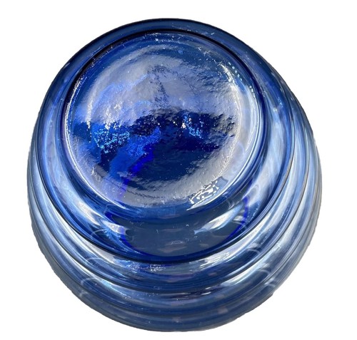 Vase Glass Beehive 11" French Blue Opaque Rippled Unique - Picture 4 of 8