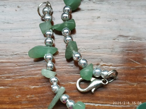 COLLANA IN PIETRA SEMIPREZIOSA CIOTOLI AGATA VERDE ELEMENTI In METALLO. - Foto 4 di 6