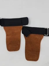 WEIGHT LIFTING GRIPS WITH WRIST STRAPS , NON-SLIP COWHIDE PADDED GLOVES (BROWN)