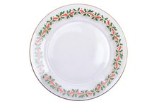 Arby's Arby Arcoroc Christmas Holly Berry Clear Glass Gold Rim 8" Salad Plate