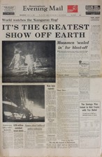 BIRMINGHAM EVENING MAIL NEWSPAPER 21 JULY 1969 . APOLLO 11 MAN ON THE MOON NASA