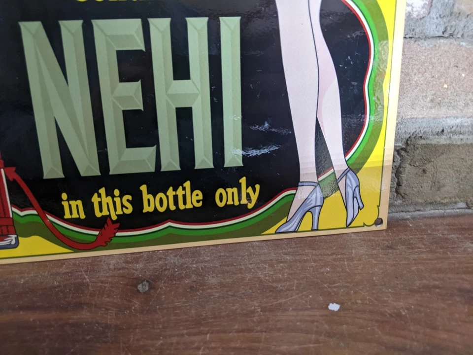 VINTAGE NEHI COLA SODA PORCELAIN SODA ENAMEL GAS STATION SIGN 12" X 8" - Image 3 of 4