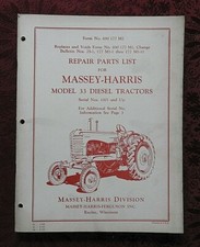 1952-1955 MASSEY HARRIS FERGUSON 33 DIESEL TRACTOR PARTS CATALOG MANUAL NICE