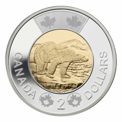 🇨🇦 Canada Toonie $2 Dollars Coin, Polar Bear, Bi-Metallic, 2012