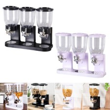 DRY FOOD STORAGE DOUBLE CEREAL DISPENSER PASTA CONTAINER MACHINE BLACK / SILVER