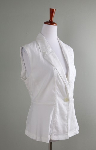 CHICO'S NWT $89 Linen Alabaster Vest Jacket Top Size 1 US 8 / 10 / Medium - Picture 2 of 6