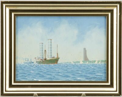 41831 - Gemälde von Peter Storck - MS Buckau in die Kieler Förde einlaufend