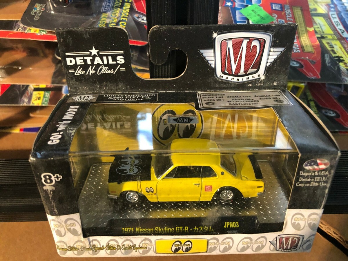 ミニカー M2 Machines Mooneyes 1:64 Nissan 1/64 M2 MOONEYES 1971 NISSAN SKYLINE GT-R YELLOW AND BLACK READ | eBay
