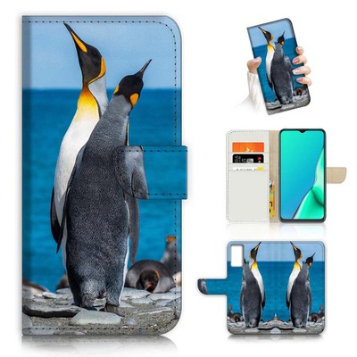 ( For Oppo Reno 8 Pro 5G ) Wallet Flip Case Cover AJ23148 Penguin Couple